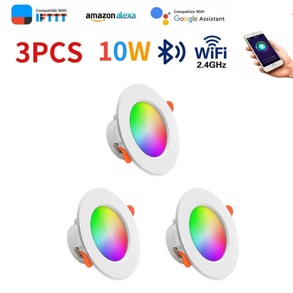 LED Downlight  Smart Life Dimming Spot Bluetooth Lamp 10W RGB+CW+WW Change Warm Smart Lamp Work with Alexa Google Home