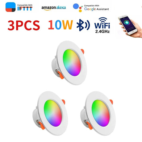 LED Downlight  Smart Life Dimming Spot Bluetooth Lamp 10W RGB+CW+WW Change Warm Smart Lamp Work with Alexa Google Home
