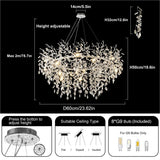 Retro K9 Crystal Tree Branch Chandelier - Modern LED Pendant Light Fixture for Villa Lobby, Foyer, Living Room & Weddings