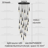 Nordic Modern Home Decoration Chandelier Hanging Stairs Pendant Light Villa Living Room Kitchen Pendent Lamp Indoor Lighting
