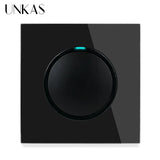 Modern 2-Way Pass Through Light Switch - Gray Glass Panel with LED Indicator