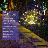 1 Pack Solar Firework Lawn Light Outdoor, IP65 Solar Garden Flower Fairy Lights For Patio Garden Christmas Lighting Decoration