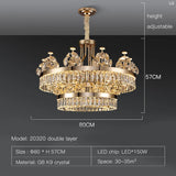 Building Home Atmosphere Living Room Postmodern Light Luxury Double-Layer Crystal Chandelier Villa Building Duplex Pendant Light