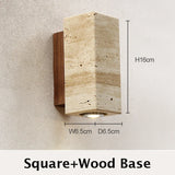 Wabi-Sabi Yellow Travertine Marble LED Wall Sconce - Japanese Natural Stone Minimalist Wall Lamp for Bedroom Bedside, Living Room & Corridor