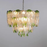 French Luxury Gradient Green Glass Living Room Chandelier Designer Bedroom Restaurant Hotel Highend Pendant Lamp Art Decor Light