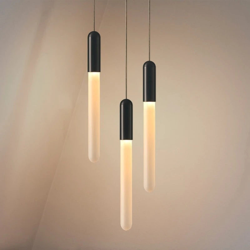 Nordic Long Chandelier Staircase Hanging Lamp Minimalist Gold or Black Kitchen Bedroom Living Room Light Penthouse Pendent Lamp