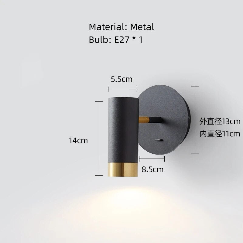 Modern Long Arm Wall Lights Gold Black White Metal Rotatable Foyer Bedside Reading Room Lamp E27 Bulb Drop shipping