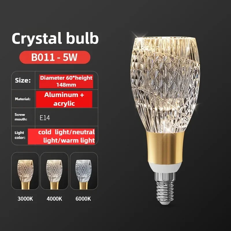 Super Bright LED Crystal Bulb  E27/E14 European Home Light  Dining Room Chandelier warm white cold white 110v 220v 230v 240v