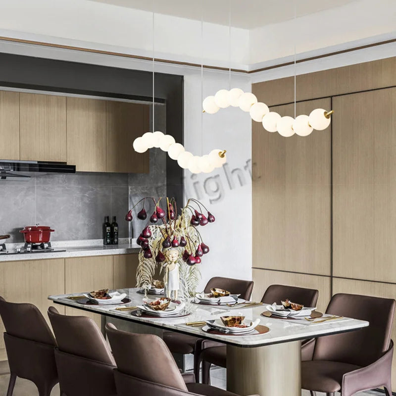 2025 Modern Magic Bean LED Ceiling Chandeliers All Copper White Ball Lustres Hanging Lights Home Decor Suspension Light Fixtures