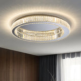Modern Crystal Circle Chandelier - Minimalist LED Ring Light for Living Room