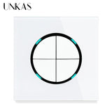 Modern 2-Way Pass Through Light Switch - Gray Glass Panel with LED Indicator