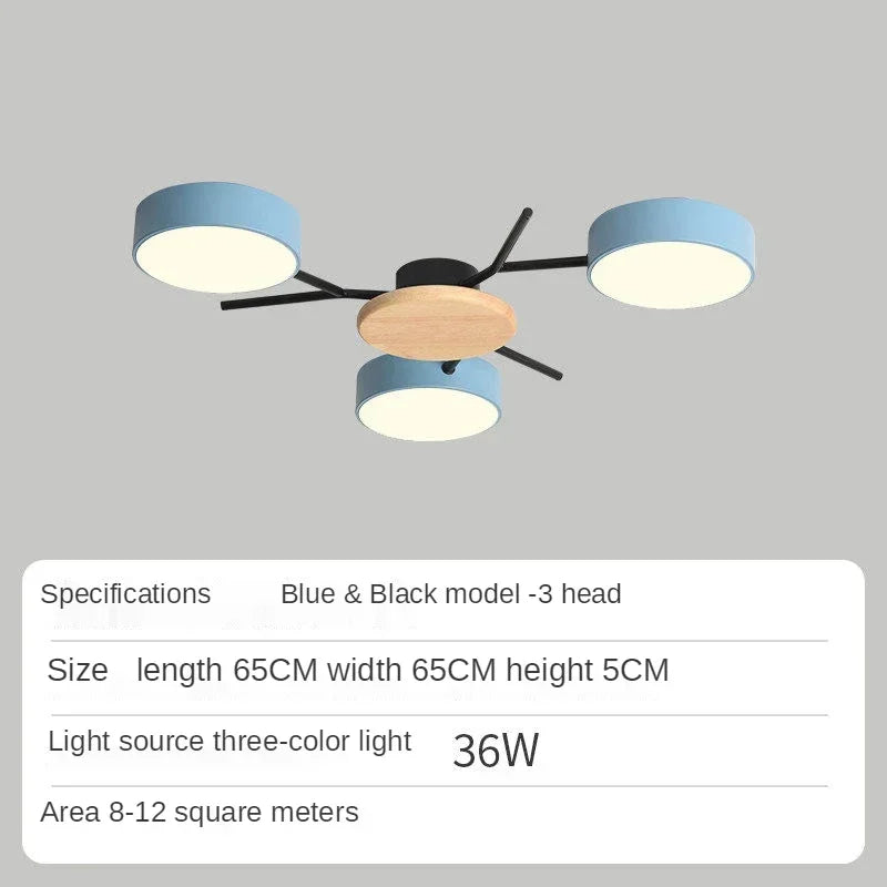 Nordic Creative Macaron Log LED Ceiling Light Bedroom Living Room Chandelie Modern Villa Restaurant Interior Lighting Decoration