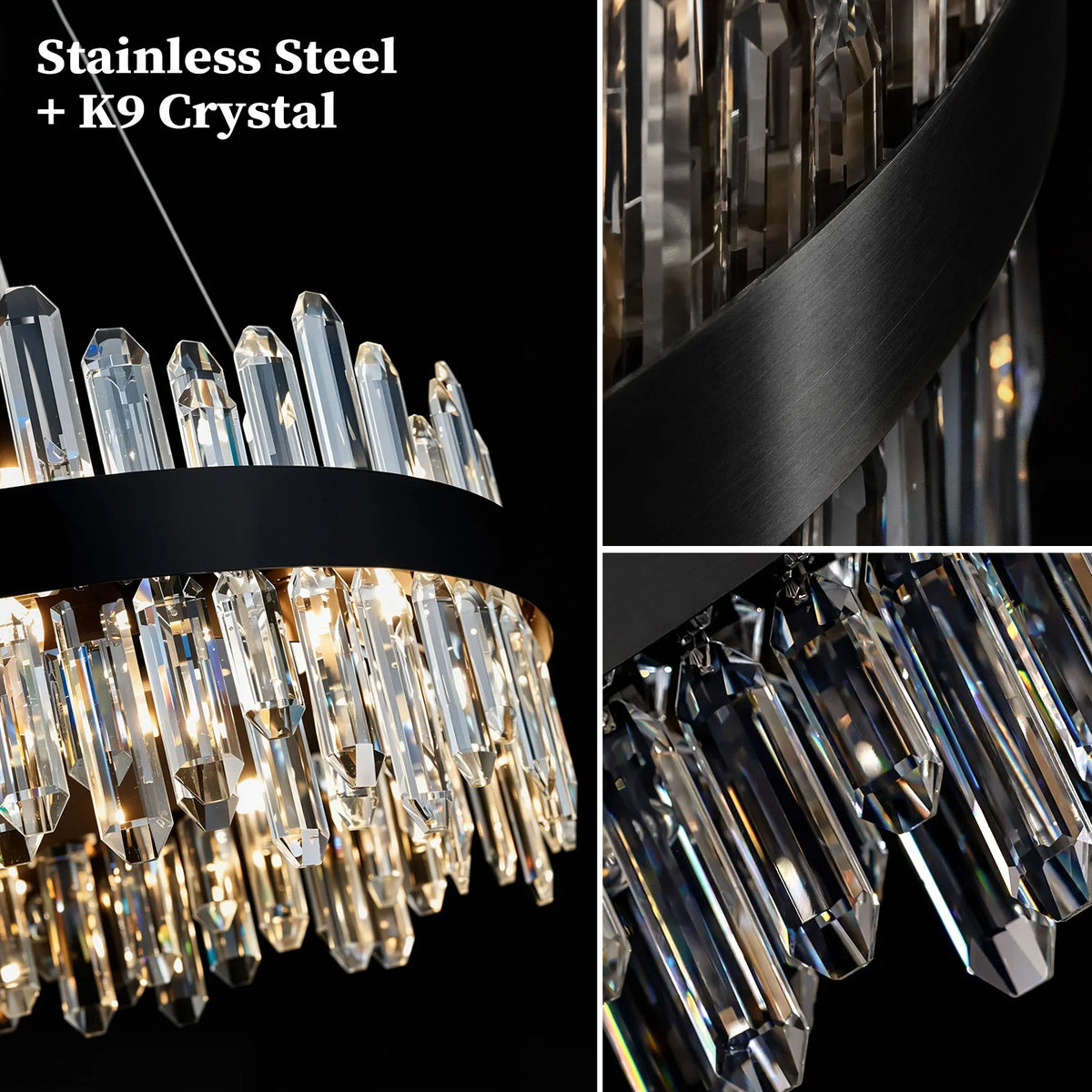 Italian Design Luxury Crystal Chandelier Light (E14) - Customizable Hanging Pendant Lamp Fixture for Living Room & Dining Room