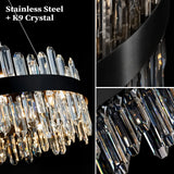 Italian Design Luxury Crystal Chandelier Light (E14) - Customizable Hanging Pendant Lamp Fixture for Living Room & Dining Room