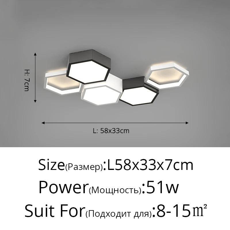 44264215871745|44264215904513|44264215937281Minimalist living room lamp ceiling lights honeycomb design combination creative art indoor lamps intelligent hall Dinning lamp