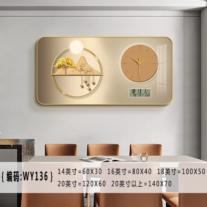 Nordic elk wall clock living room Creative fashion perpetual calendar electronic clock wall atmosphere dining room decoration