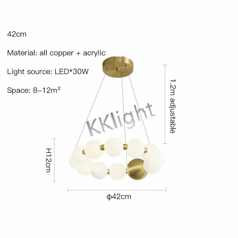 Modern All Copper LED Chandelier Ligthing Lustre Living Dining Room kitchen Art Decor Pendant Lights Indoor Hanging Lamp Fixture