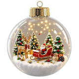 1pc 8CM Size Acrylic Material Christmas Ball Ornament Transparent Design with Light Santa Claus Pendant Hanging Christmas Decor