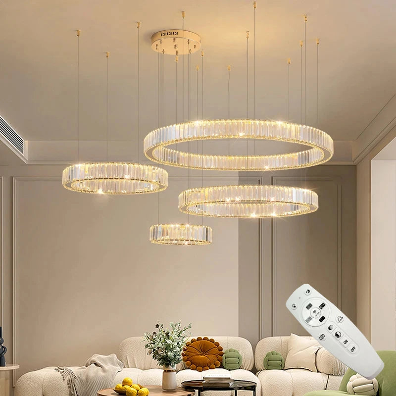 Modern Gold Luxury Crystal LED indoor Chandelier Bedroom Living Room Hotel Villa Pendant Lamp Restaurant Decor Lighting Dimmable