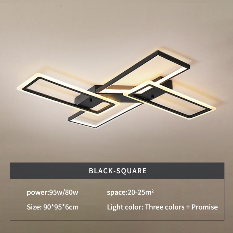 Modern LED Chandeliers Lighting Fixtures for Living Room Bedroom Kitchen Home With Remote Control Black Lustre Ceiling Lamp