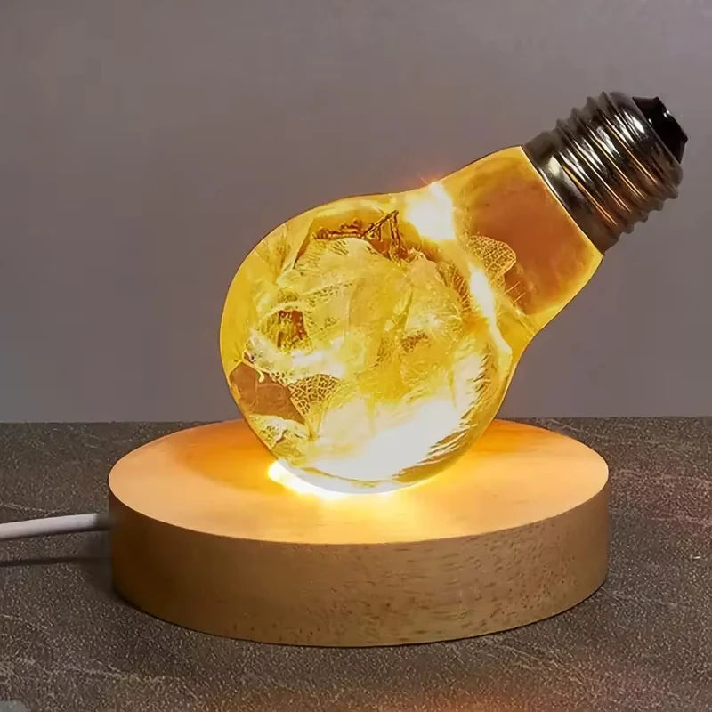 Wood Desktop LED Light Display Base - USB Powered Night Light Stand