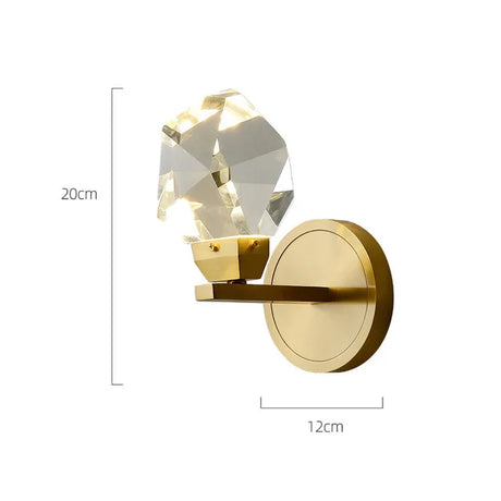 Copper Luxury Wall Light Modern Diamond Design Crystal Wall Lighting Bedroom Bedside Lamp Fixture Clear Cristal Led Wall Sconce