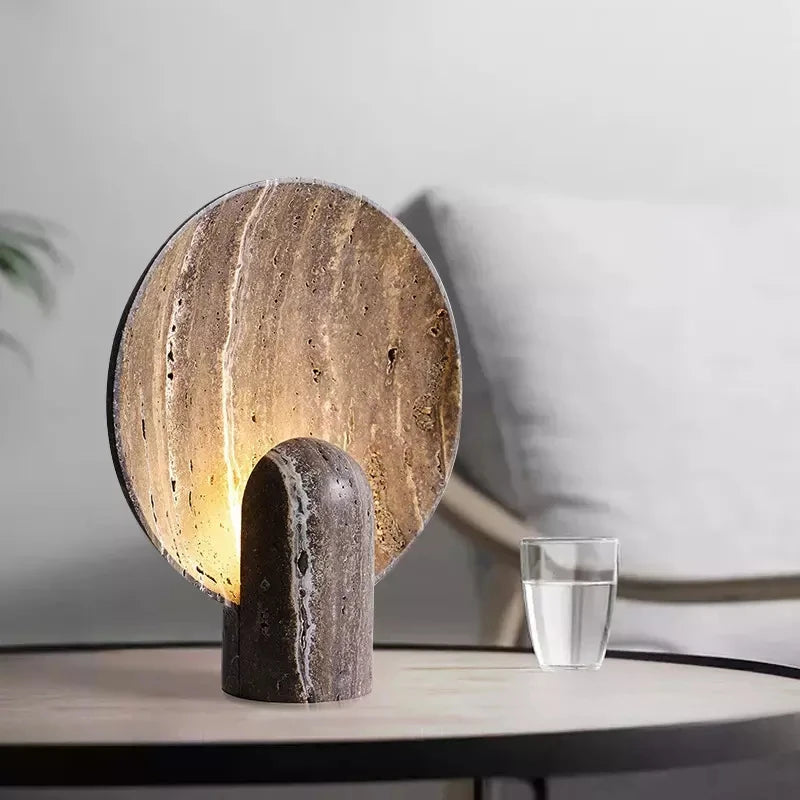 Luxury Nordic LED Desk Lamp | Dark Travertine Style Resin Light for Home Decor
