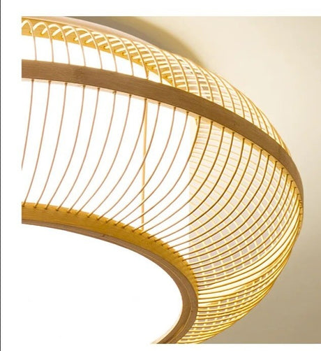 Style Chandelier Bamboo Wood Ceiling Lamp Surface Mounted Large Size Living Room Bedroom Luster Luminaire 45 50 60 cm