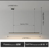 Modern Nordic Pendant Light Minimalist Long Black Hanging Lamp Home Decoration LED Chandeliers for Living Dining Room Office Bar