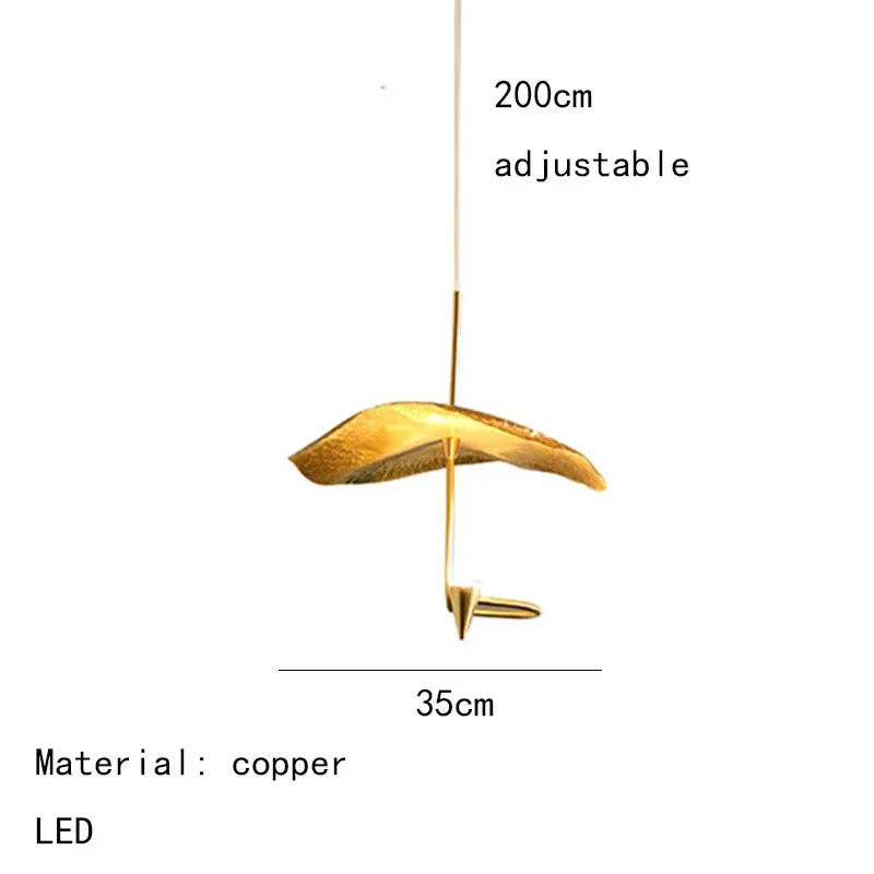 Modern Creative Copper LED Chandelier for Living Room Restaurant Kitchen Bedroom Designerhanging Lamp Art Decor Lighting Fixture