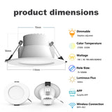 5W Smart WiFi & Bluetooth LED Recessed Downlight (1-10 Pack, RGB + Tunable White) - App & Voice Remote Control Ceiling Lamp Compatible with Alexa & Google Home