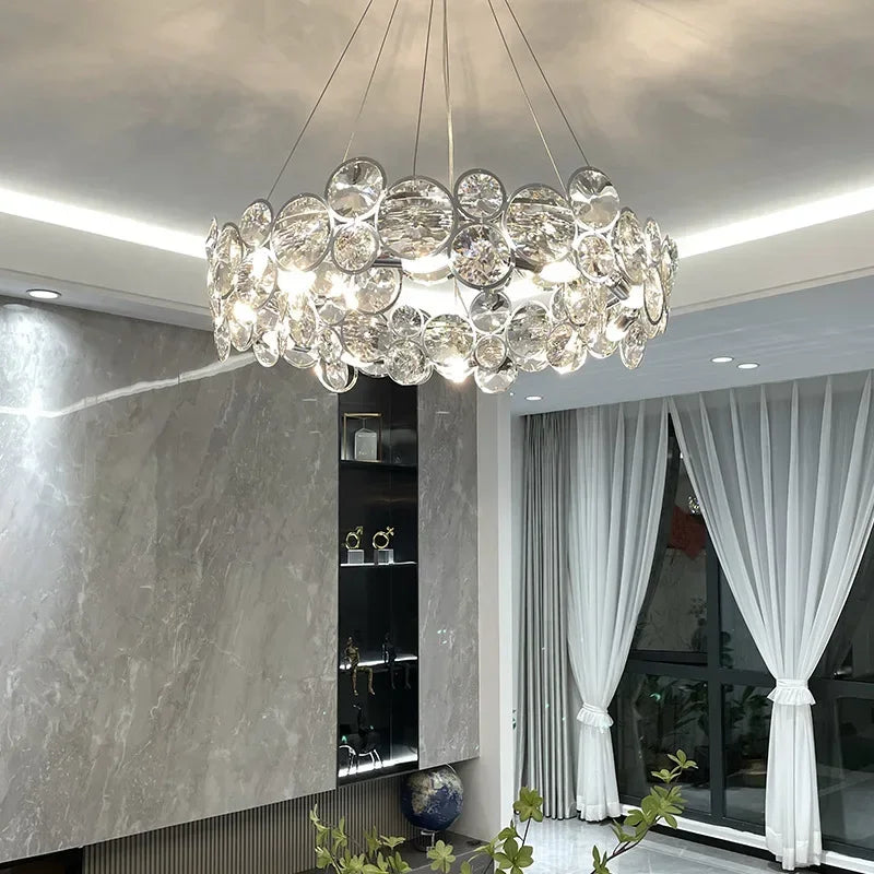 Ring Light Luxury Crystal Chandelier Creative Atmosphere High-end Modern Villa Living Room Bedroom Indoor Decor Lighting Lamps
