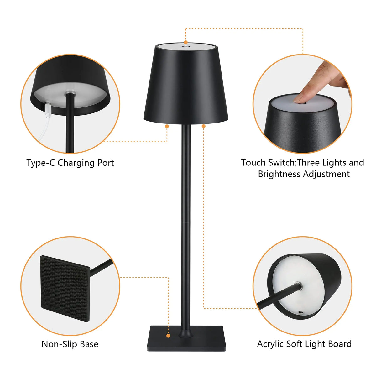 Table Lamp Eyes Protection Touch Dimmable LED Light Bedroom USB  Desk Lamp Bar Restaurant Night Light Gift Charging Light Fixture