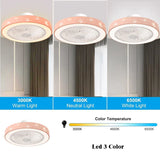 Pink Blue Ceiling Fans with Lights 6 Speeds APP+Remote Control Iron Fan Light Led 3 Color Dimmable Bedroom Living Room Fan Lamp