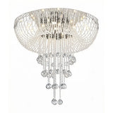 Luxury Long Tassel Crystal Flush Mount Chandelier LED Ceiling Light For Villa Duplex Staircase High Ceiling Living Room Foyer