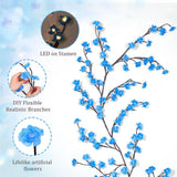 LED Blue Cherry Willow Vine Lights - Cherry Blossom Branch Lights with Timer