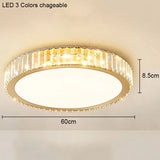 Modern Geometric Crystal Ceiling Light - Round & Square LED Lamp for Bedroom