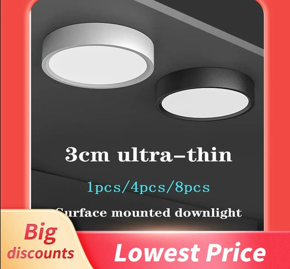 LED Ceiling Light 5W 10W 15W 18W 24W Surface Mounted Downlight Ceiling Lamp for Living Room Kitchen 220V Spotlight Panel Lights