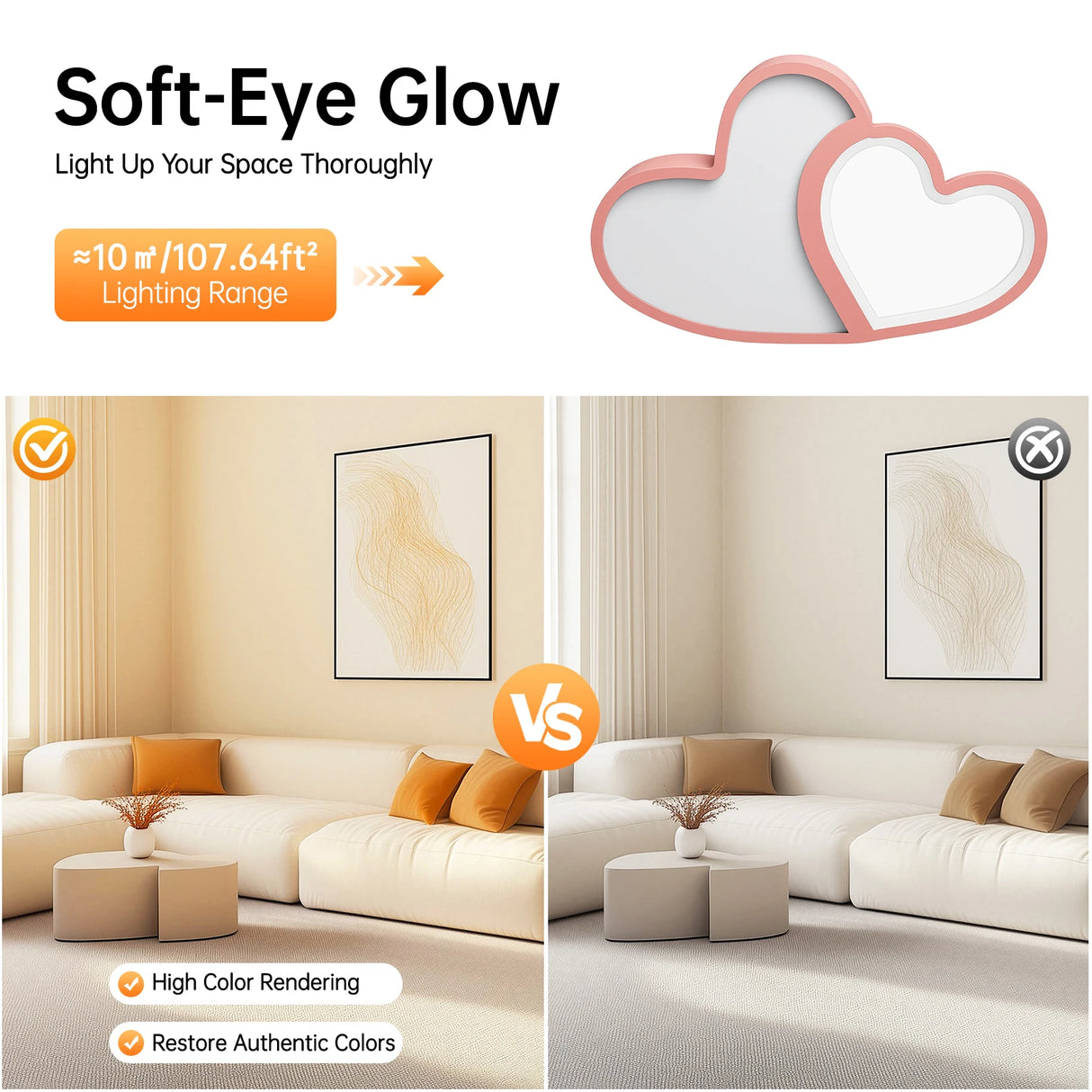 LED Ceiling Light Heart Shaped Flush Mount Lamp Acrylic Ceiling Lamp Dimmable Chandelier W/Remote 220V/110V for Children's Room