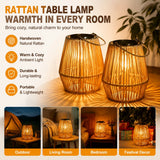 Outdoor Solar Boho Rattan Hanging Lantern Waterproof LED Wicker Lamp for Garden Patio Yard Summer Evening Balcony Wedding Decor