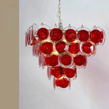 2026 New Model Italian Murano Red Glass Disc Chandelier Modern Luxury Pendant Light for Living Room Dining Room Foyer
