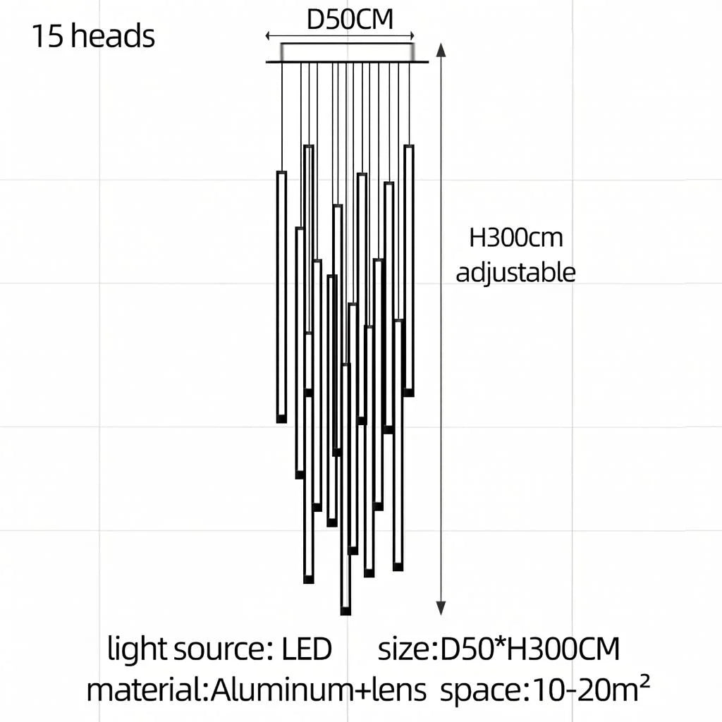Modern Stair Chandelier Nordic Luxury Minimalist Pendant Light Villa Living Room Lighting LED Showroom Ceiling Lamps Chandelier