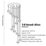 LED Villa Staircase Pendant Lights Long Cable Hanging crystal glass ball droplight for Restaurant Bar Indoor Decorative