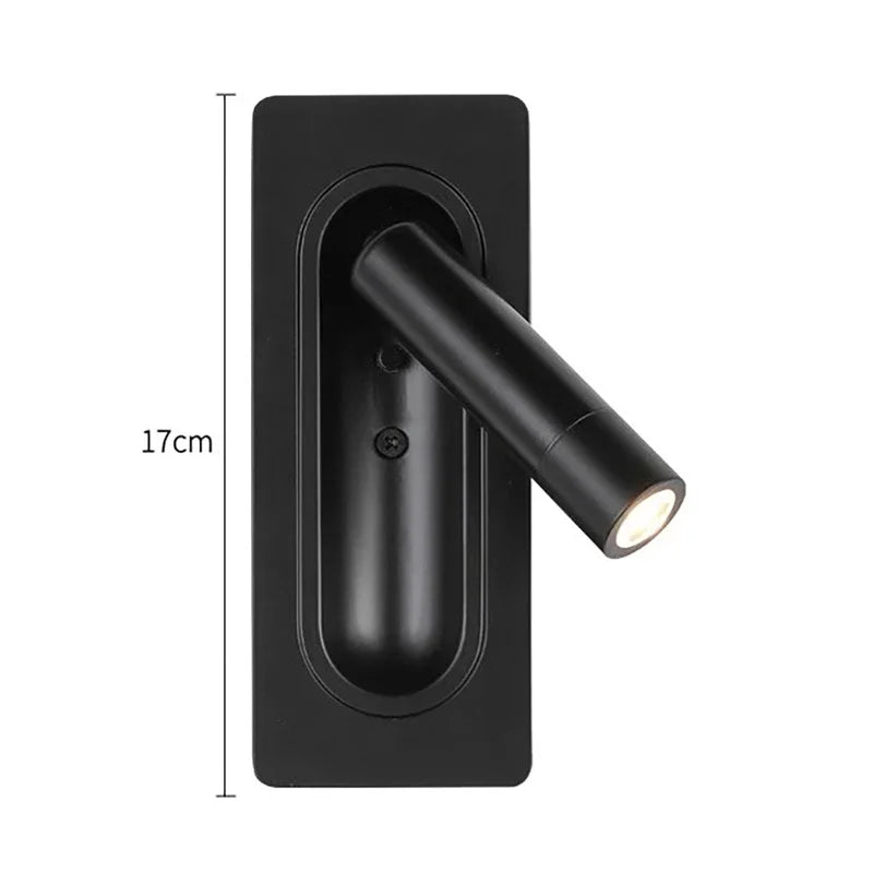 LED Ambient Reading Light Adjustable Recessed Wall Light Wide Voltage 85V-265V Indoor Rotatable Bedside Reading Light