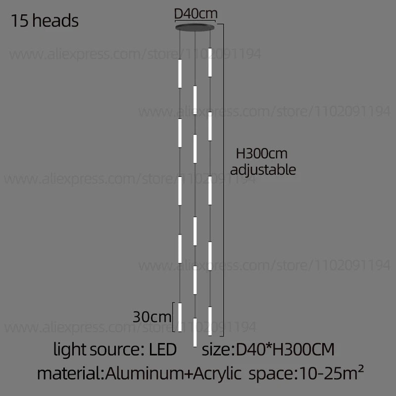 Long Chandelier Staircase Lamp Designer Modern Living Room Chandelier Nordic Indoor Villa Hall Long Line Penthouse Pendant Lamp