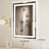 36"x 24"LED Bathroom Vanity Mirror for Wall Memory Function Tempered Glass with Front Light and Backlit For Living Room