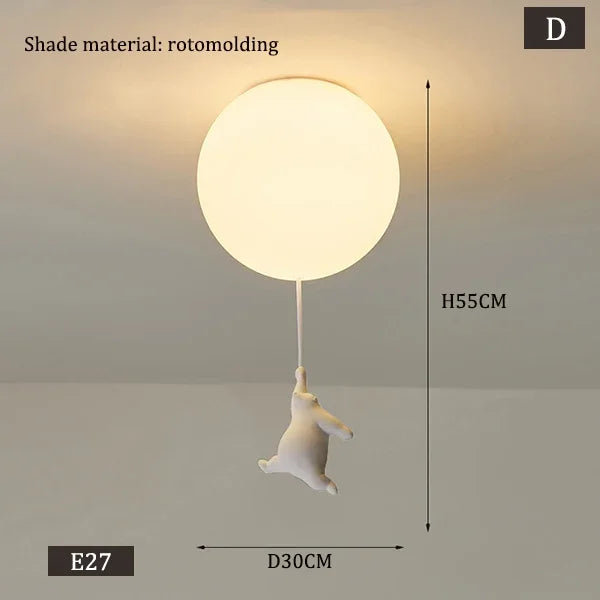 Designer Polar Bear Cartoon Pendant Chandelier - LED Resin Kid's Room Light