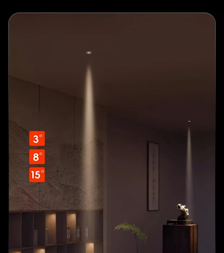 Small Beam Angle LED Spotlight (3°/8°/15°) - Recessed Round Ultra-Thin Accent Light