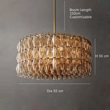 2025 Contemporary Glass Pendant Lamp Round Rectangle Chandelier Silver Black Finish Adjustable Ceiling Light Villa