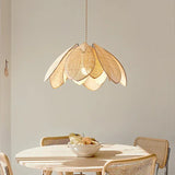 Dining Room Rattan Petal E27 Chandelier Nordic Wabi Sabi Led Pendant Lights Modern Simple Foyer Suspend Lamp Bedroom Lamparas